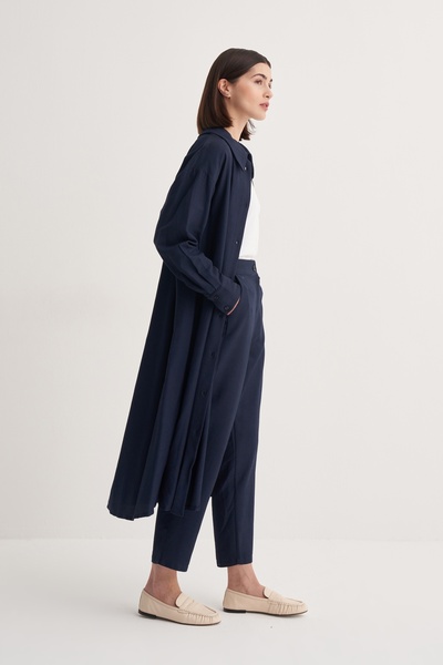 EBU Prive Γυναικείο φόρεμα Cupra Flowy Cotton oversized Long Shirt Navy Blue