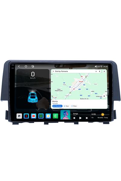 navi-it Navigatie dedicata Honda Civic 2016-2020, 4GB RAM 64GB ROM, Octacore, Android 14, Display QLED 1K 9"