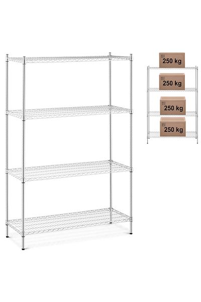 Royal Catering Raft atelier cromat, 4 rafturi ajurate, până la 1 t, 1000 kg, 120x45x180 cm