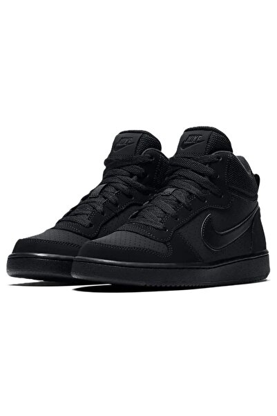 Nike Court Borough Mid Leather Womens Sneaker Hakiki Deri Kadın Günlük Spor Ayakkabı Siyah