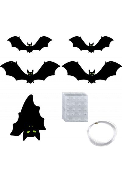 TMRBBesty Set of 5 Halloween bats TMRB Besty, plastic, black