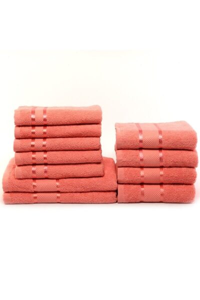 OEM Set 11 Bath Towels, Cotton, 400g/m², 30x50cm/50x90cm/70x135cm, Coral