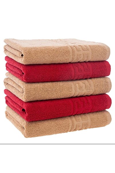 Plush Set 5 Towels Red Cappuccino 50x90cm 100% Cotton 550gr