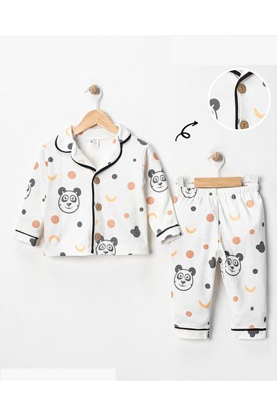 ENİA BABY 100% Cotton Double Breasted Collar Front Buttoned Seasonal Baby Pajama Set