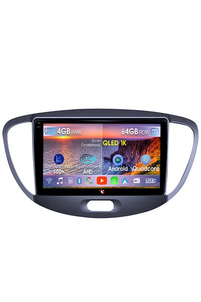 navi-it Dedicated navigation Hyundai i10 2007-2013, 4GB RAM 64GB ROM, Octacore, Android 14, Display QLED 1K 9",