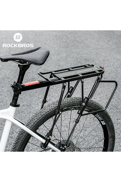 shumee Wytrzymały bagażnik rowerowy z półką i funkcją siodełka i lampką tylną LED czarny