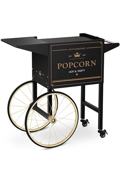 Royal Catering Wózek podstawa do maszyny do popcornu z szafką retro 51 x 37 cm - czarno-złoty