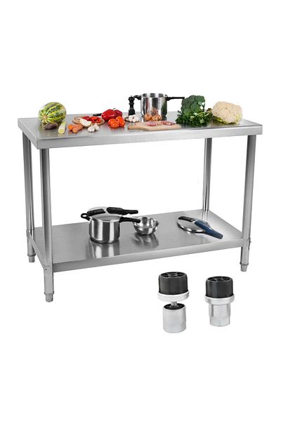 Royal Catering Stół do kuchni blat roboczy stal nierdzewna dolną półka 120x70cm