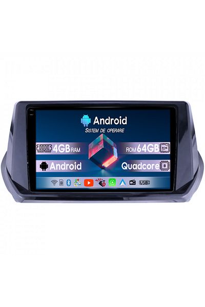 navi-it Navigatie dedicata Peugeot 208/2008 2019+, 4GB RAM 64GB ROM, Quadcore, Android 14, Display QLED 1K,