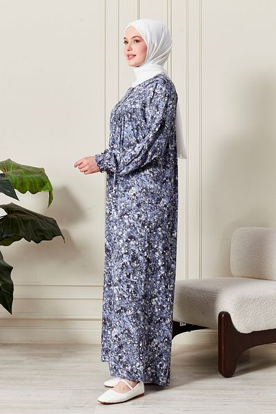 fistan Shirred Robadan Buttoned Front Viscose Fabric Tesseture Clothing Mother Dress Prayer Dress