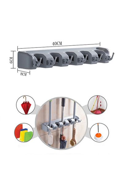 Choice Wall-mounted plastic holder and organizer for mops and brooms