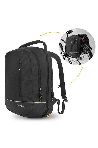 WOZINSKY Torba rowerowa podwójna plecak 2w1 30l czarna