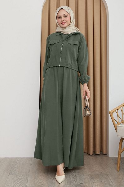 InStyle Rochie cu fermoar cu jachetă verde