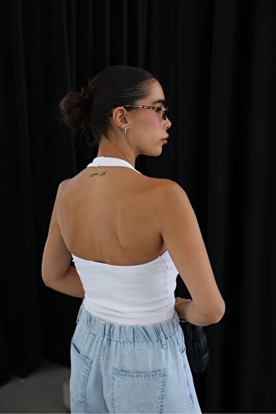 Özge Özgenç Halter Neck Ribbed Tank Top