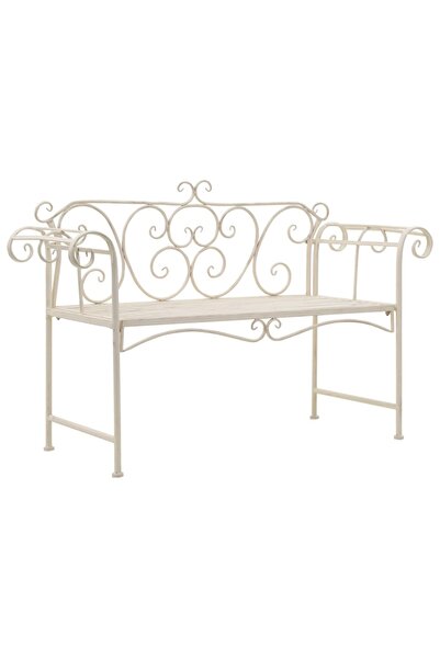 vidaxl Bancă de grădină, alb vintage, 132 cm, metal