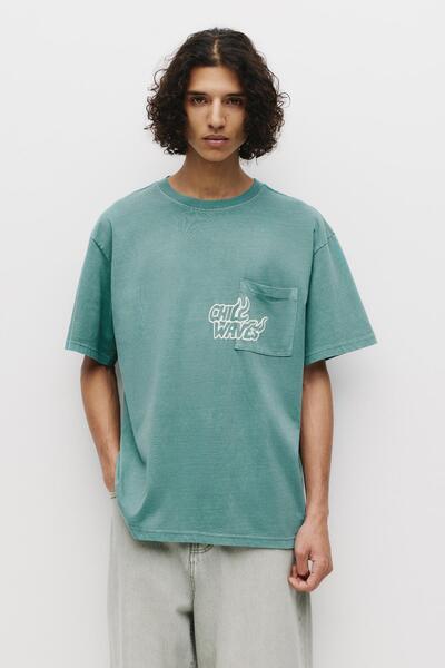 Pull & Bear Yeşil cepli t-shirt