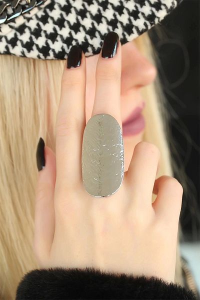 shopwave Silver Color Ellipse Adjustable Ring