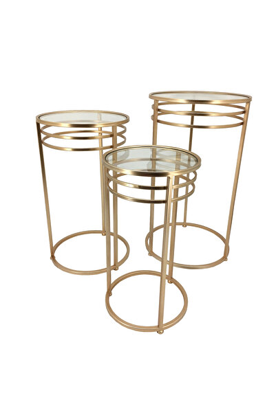 homez 3-Piece gold metal side table of different sizes