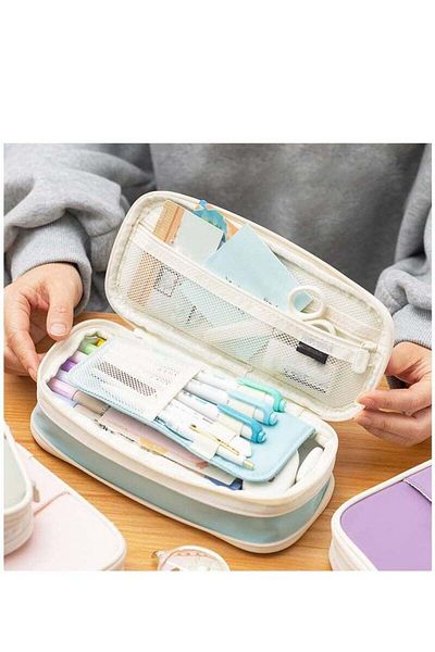 COOYA Pen Organizer, Large Capacity Zipper Pouch, Office School Travel Storage