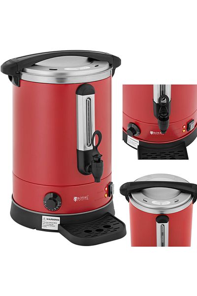 Royal Catering Warnik podgrzewacz do wody z podwójnymi ściankami i ociekaczem 13.5 L 2500 W czerwony