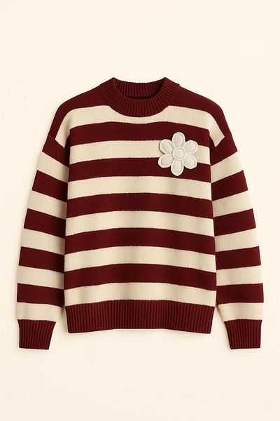 AGD COLLECTİON Striped Oversize Sweater