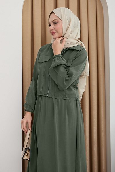 InStyle Rochie cu fermoar cu jachetă verde