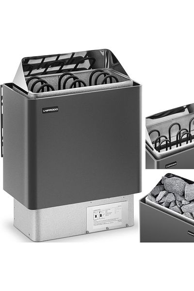 UNIPRODO Încălzitor electric pentru saună 3-6 m3 până la 110°C 400 V 4,5 kW negru și argintiu