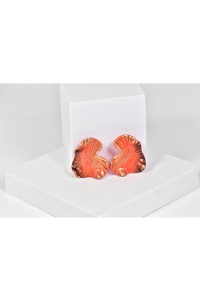 NARRU Handmade earrings, orange, black, gold, Antheia 25