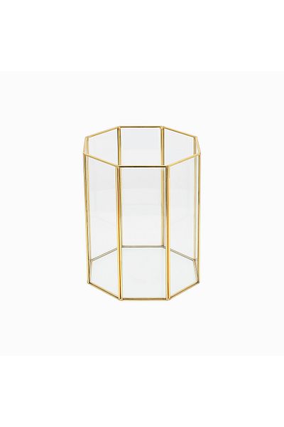 homez glass and gold trash bin