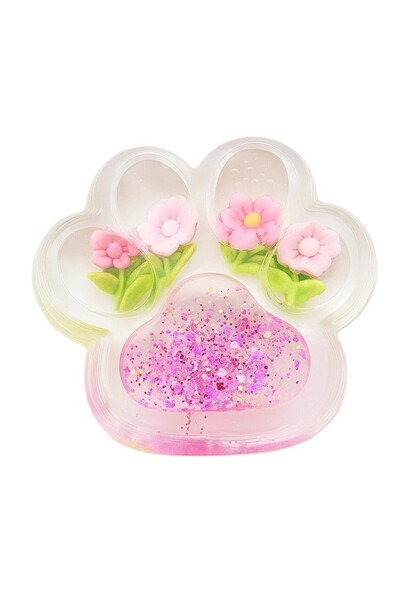 Teo Jucarie Antistres Squishy, , Labuta de Pisica Pufoasa, cu Revenire Lenta, 7 x 6.5 cm, Model Flori 1