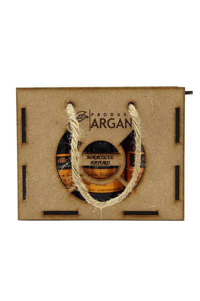 AZBANE -CASABLANCA - MAROC Set cadou rustic Sampon&Balsam Arganine, 90 ml, Gel de dus Arganine 90 ml, Lotiune Arganine 90 ml