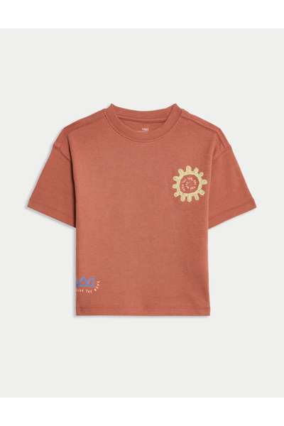 Marks & Spencer Saf Pamuklu Nakışlı T‑Shirt (2–8 Yaş)