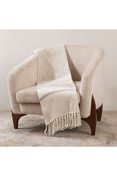 Boutique Blanche بطانية منسوجة 130*170 سم، لون بيج