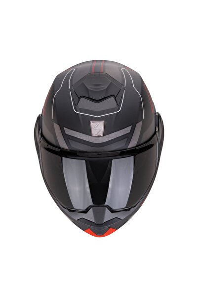 Scorpion Exo-Tech Evo Conquer Çene Açılabilir Motosiklet Kaskı Mat Siyah Kırmızı