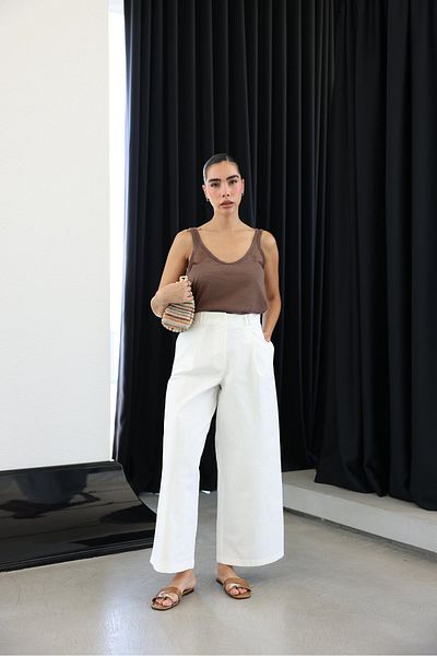 Özge Özgenç Wide Leg Pants with Waist Seat