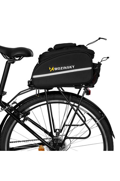 WOZINSKY Duża torba rowerowa na bagażnik 35l + pokrowiec przeciwdeszczowy czarny