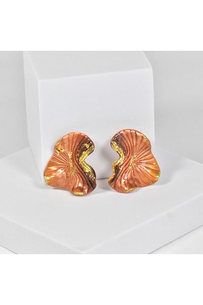 NARRU Handmade earrings, copper and gold, Antheia 5