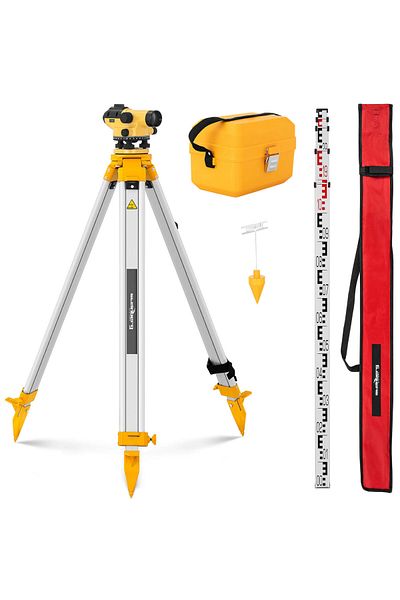 Steinberg Systems Niwelator optyczny samopoziomujący ze statywem i łatą - powiększenie 28x śr. 36 mm