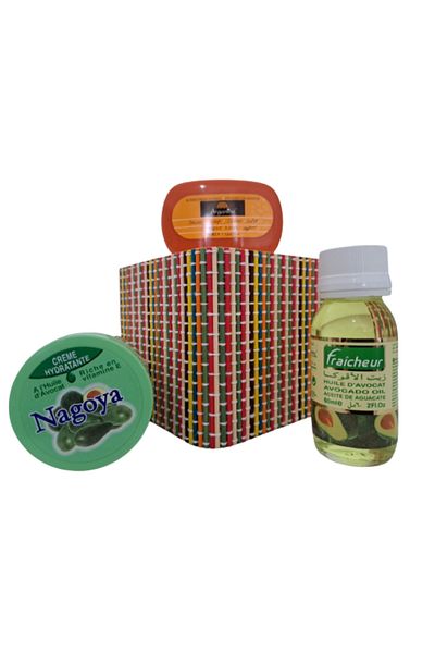 AZBANE -CASABLANCA - MAROC Set cutie crema cu ulei de avocado 100 ml, ulei avocado 60 ml, sapun cu ulei de argan 40 gr
