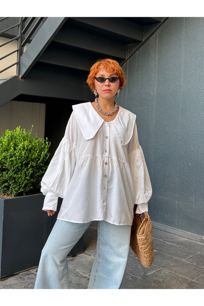 Bak'ap Premium Balloon Sleeve Baby Collar Hijab Shirt