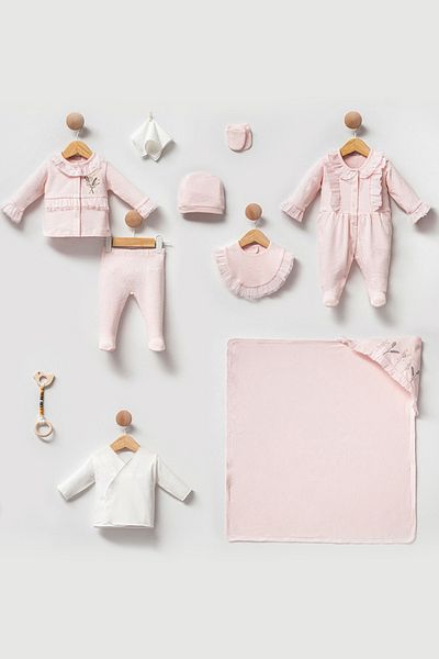 Cassiope Baby Girl Hospital Discharge Set with Ruffles Gift Box 10 Pieces