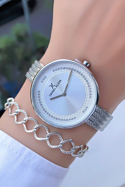 Daniel Klein Original Steel Cord Large Case Silver Color Women's Wrist Watch ...