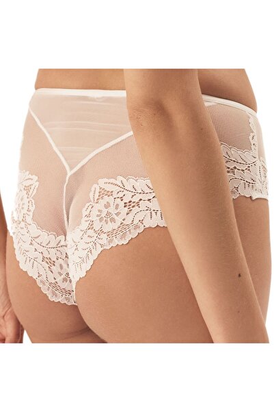 ESOTIQ Chiloți brazilieni pentru femei, cu talie înaltă, cu dantelă florală și detalii din plasă | Sweetheart