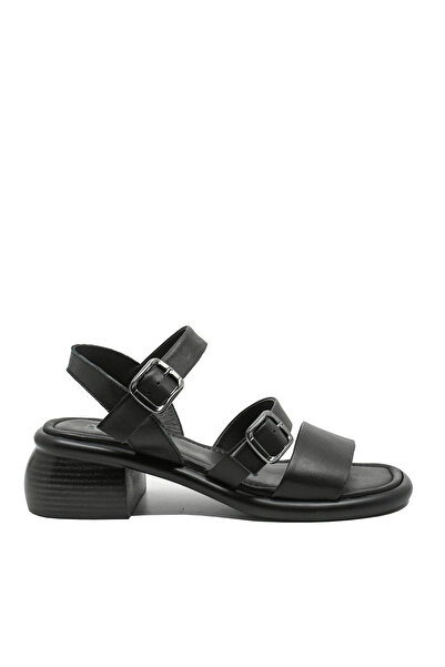 Anna Viotti black sandals made of genuine leather with decorative buckles
