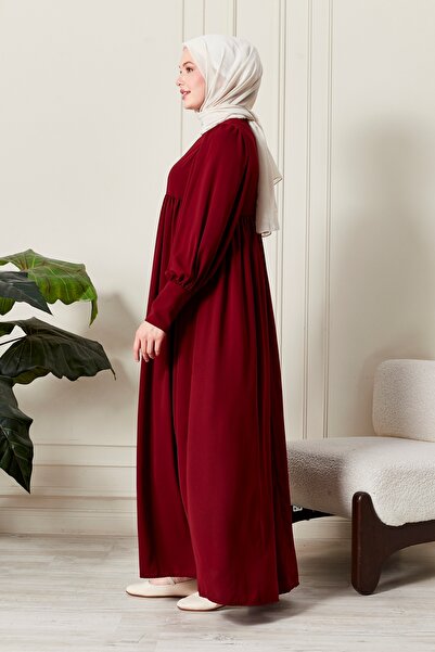 fistan Shirred Robadan Buttoned Front Viscose Fabric Tesseture Clothing Mother Dress Prayer Dress