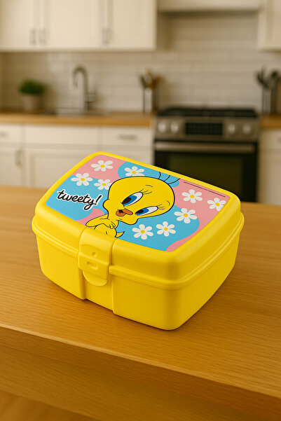 Alper Banyo Tweety Desenli Çocuk Okul Beslenme Kabı – Sarı Renk Tek Gözlü Öğle Yemeği Kutusu