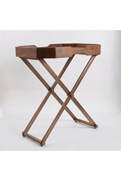 homez طاولة بتلر بقاعدة خشبية وساق فولاذية 68*45*57 سم