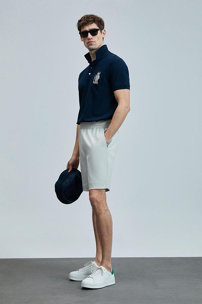 Lufian Best Navy Blue ανδρικό μπλουζάκι με γιακά πόλο (111040220)