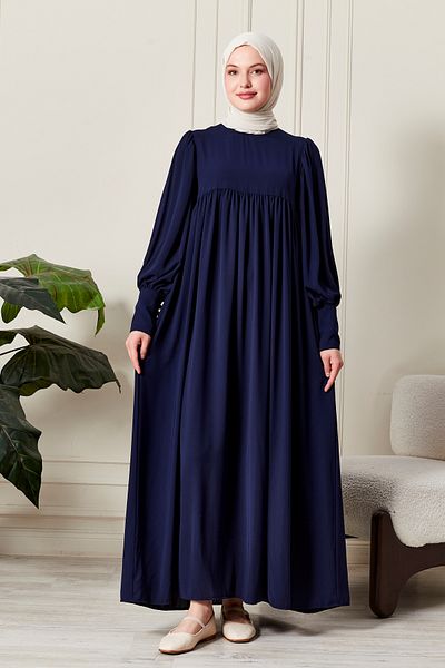 fistan Shirred Robadan Buttoned Front Viscose Fabric Tesseture Clothing Mother Dress Prayer Dress