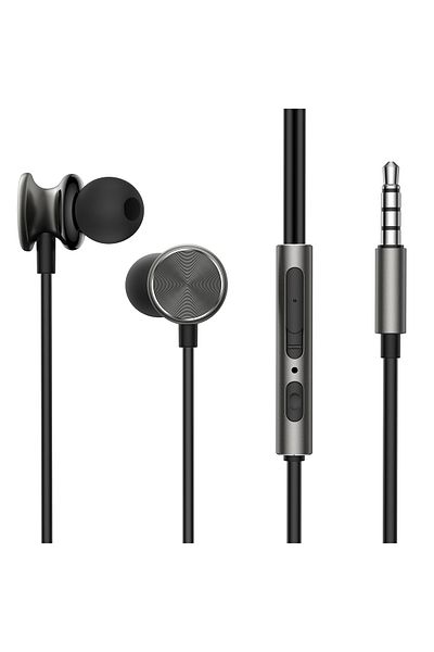 Joyroom Słuchawki przewodowe douszne mocne basy HiFi Wired Series JR-EW03 ciemnoszare